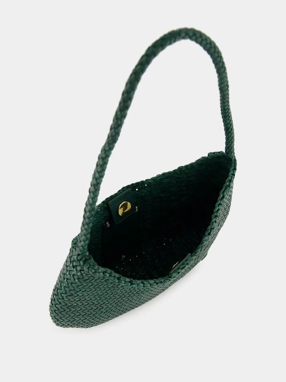 Forest Green Nova Luna Woven Leather Tote sold by Fashion Clinic product image thumbnail 5