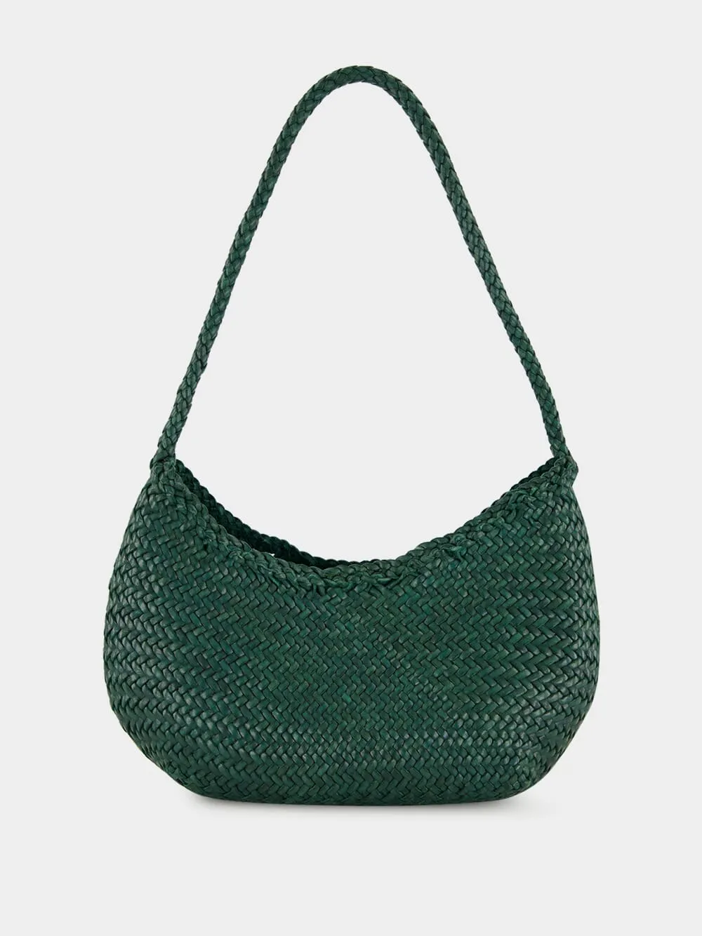 Forest Green Nova Luna Woven Leather Tote sold by Fashion Clinic