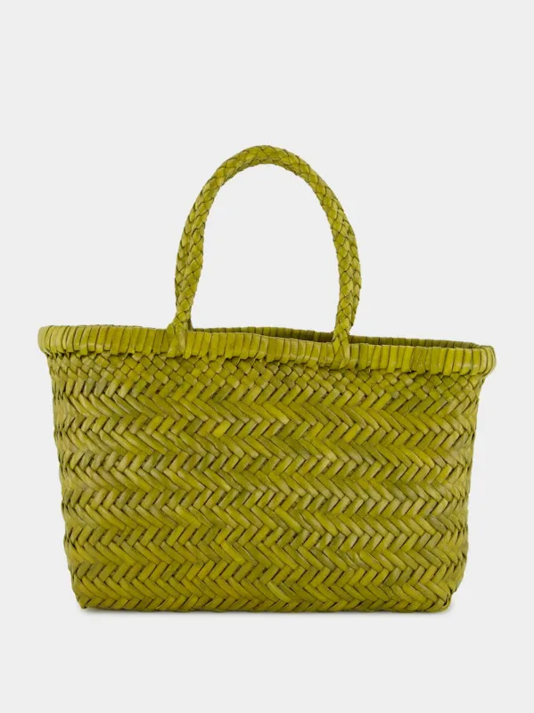 Bamboo Green Mini Flat Gora Leather Tote sold by Fashion Clinic