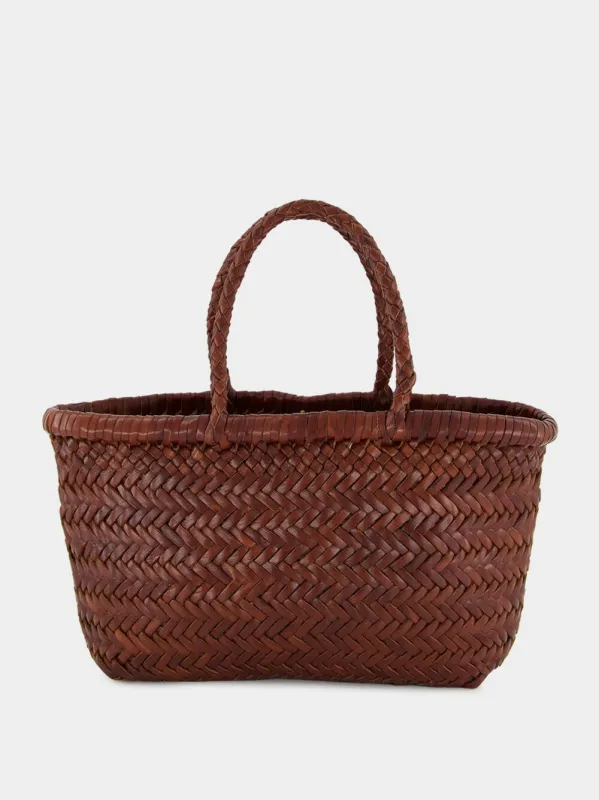 Brown Mini Flat Gora Leather Tote sold by Fashion Clinic