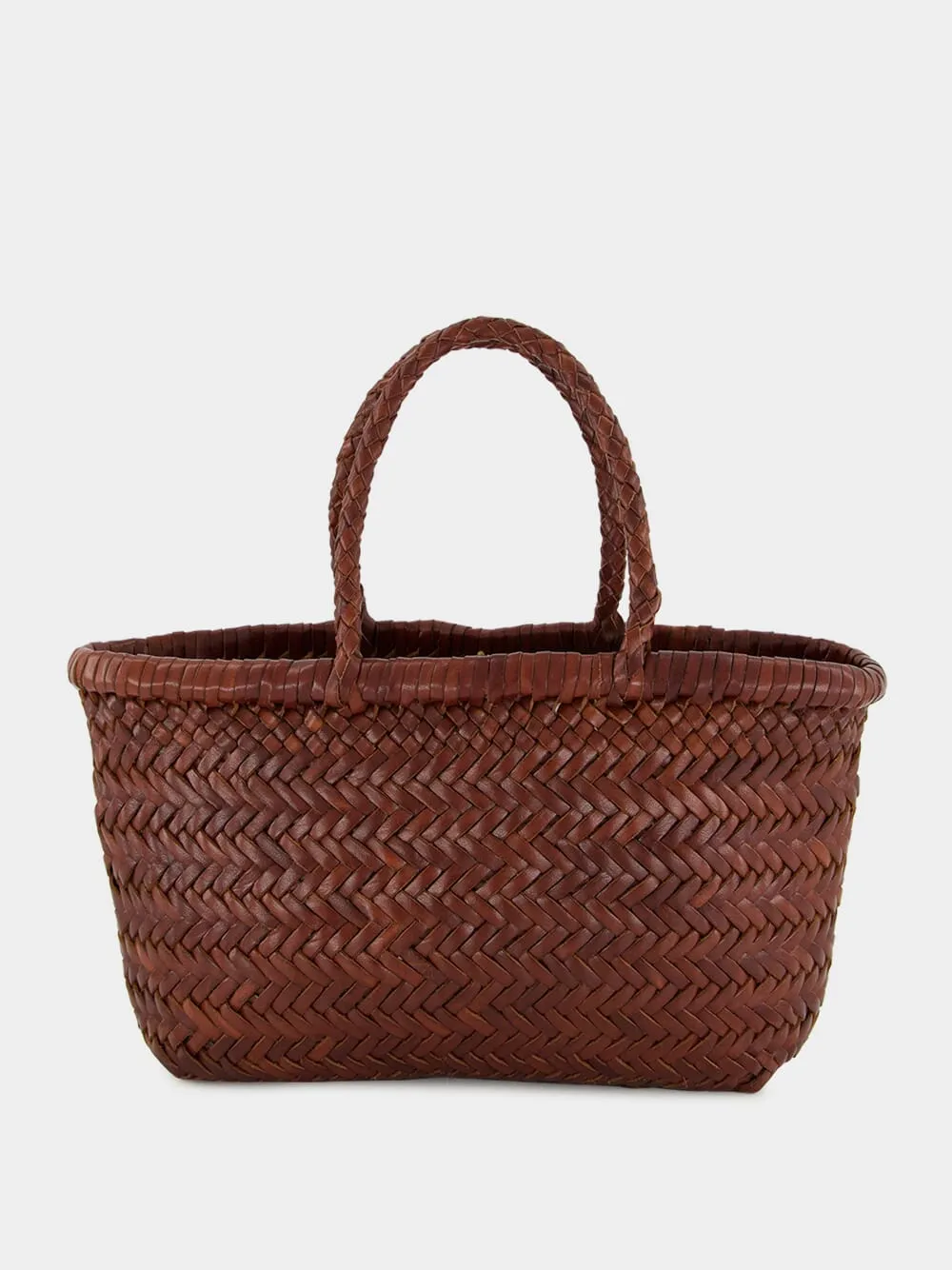 Brown Mini Flat Gora Leather Tote sold by Fashion Clinic