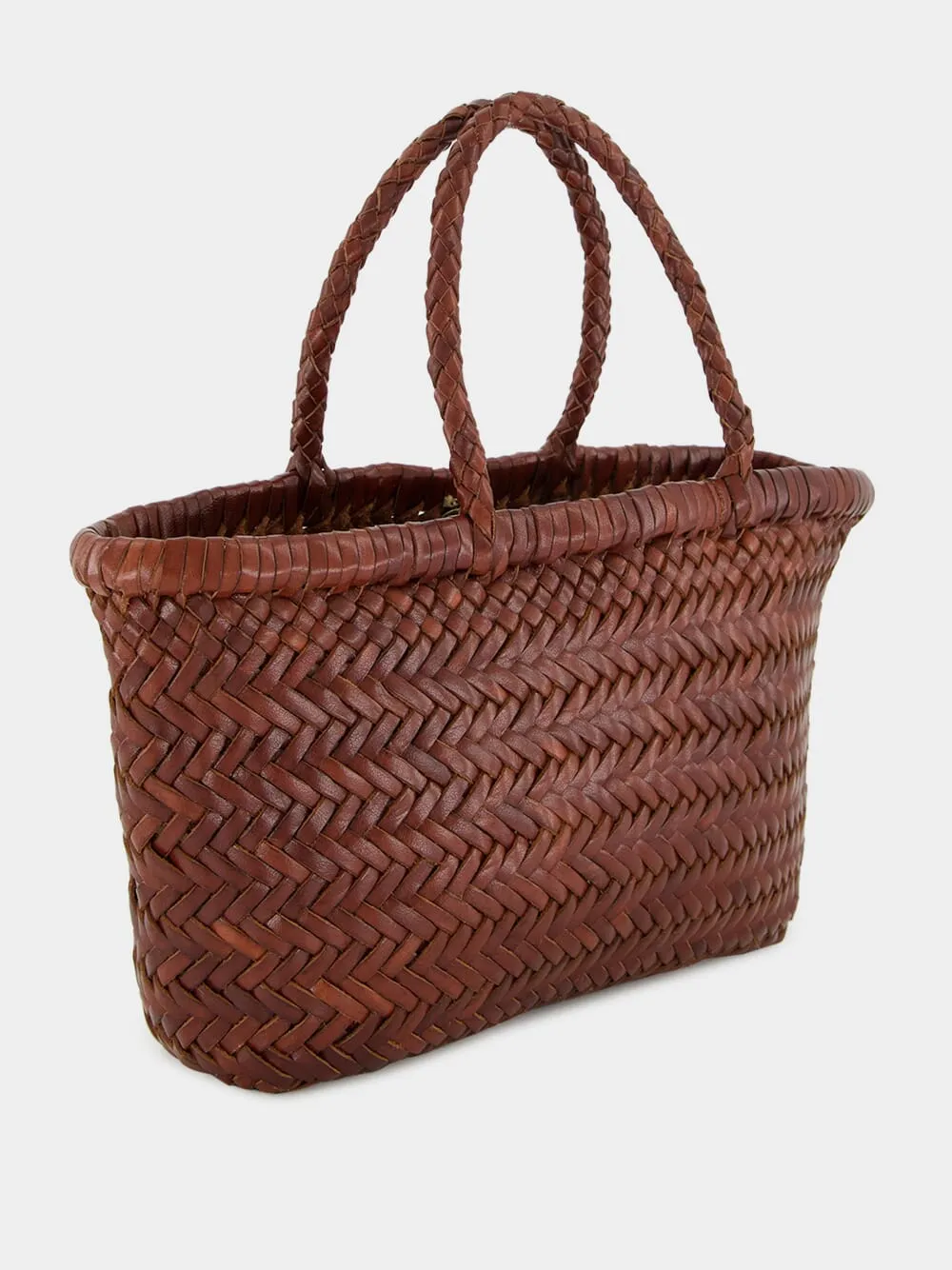 Brown Mini Flat Gora Leather Tote sold by Fashion Clinic product image thumbnail 2