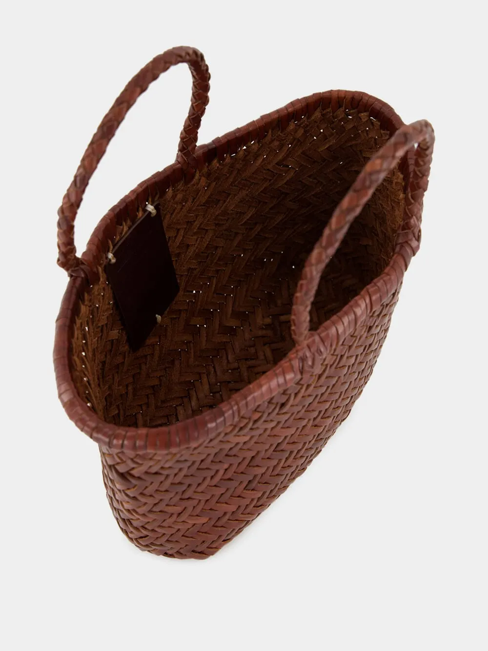 Brown Mini Flat Gora Leather Tote sold by Fashion Clinic product image thumbnail 5