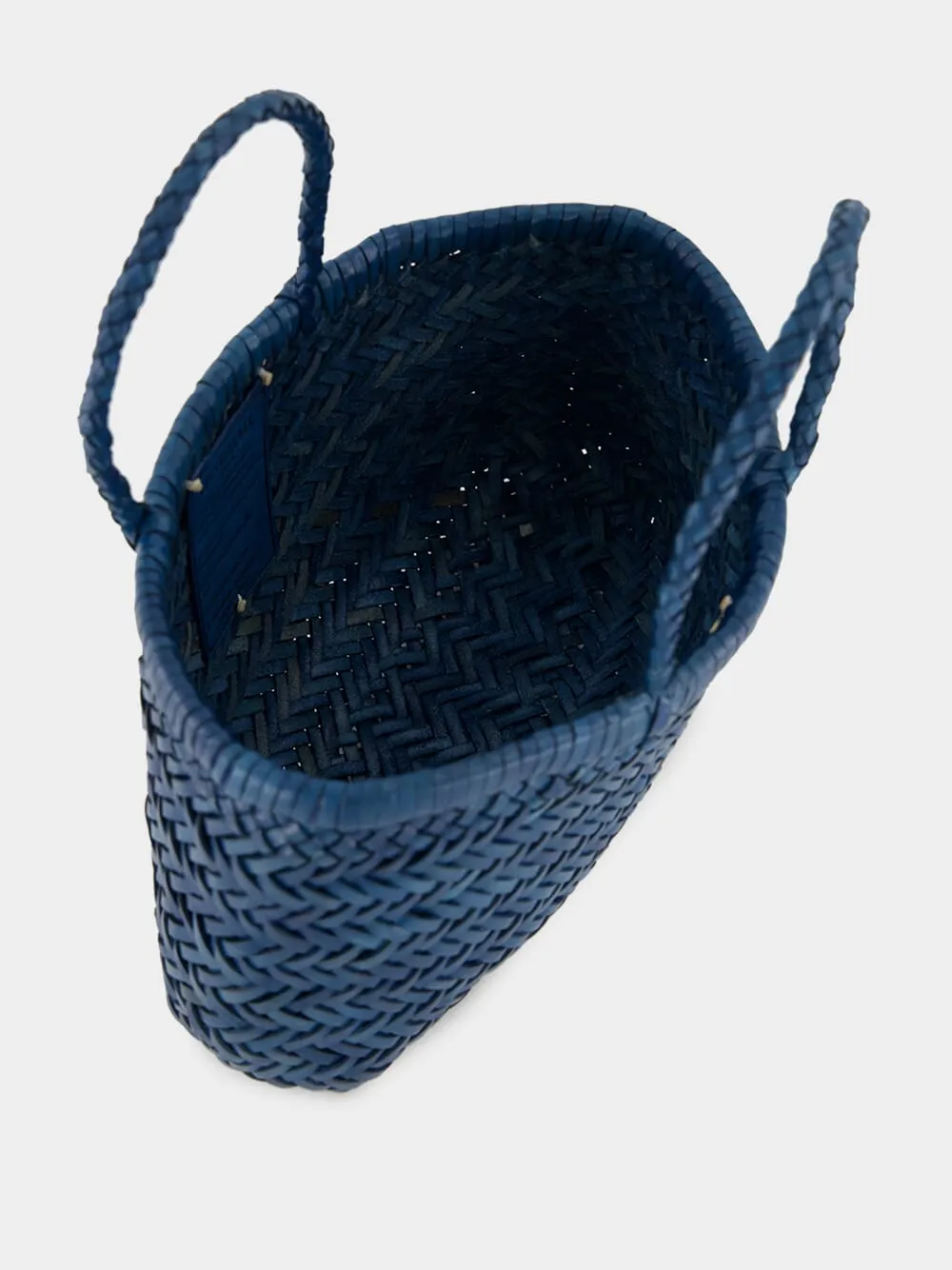 Ocean Blue Mini Flat Gora Leather Tote sold by Fashion Clinic product image thumbnail 5