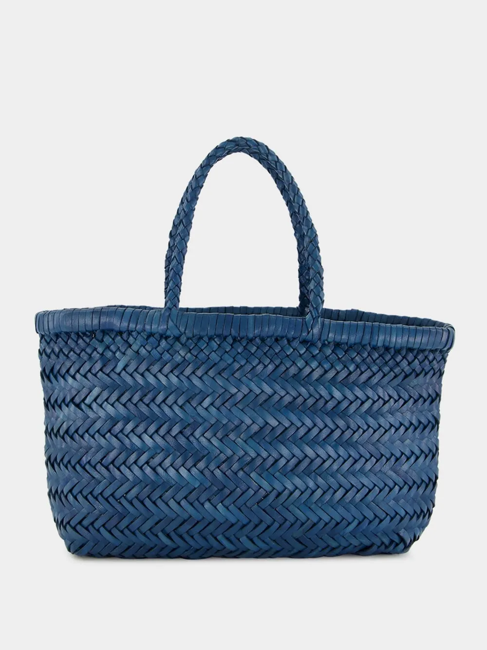 Ocean Blue Mini Flat Gora Leather Tote sold by Fashion Clinic