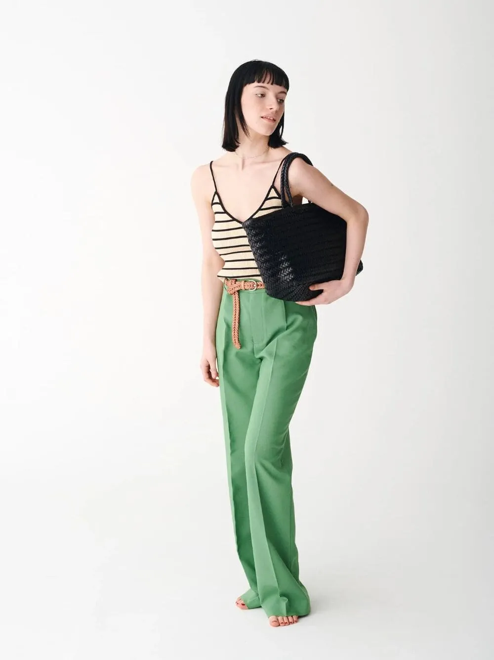 Black Triple Jump Big Woven Leather Tote sold by Fashion Clinic product image thumbnail 4