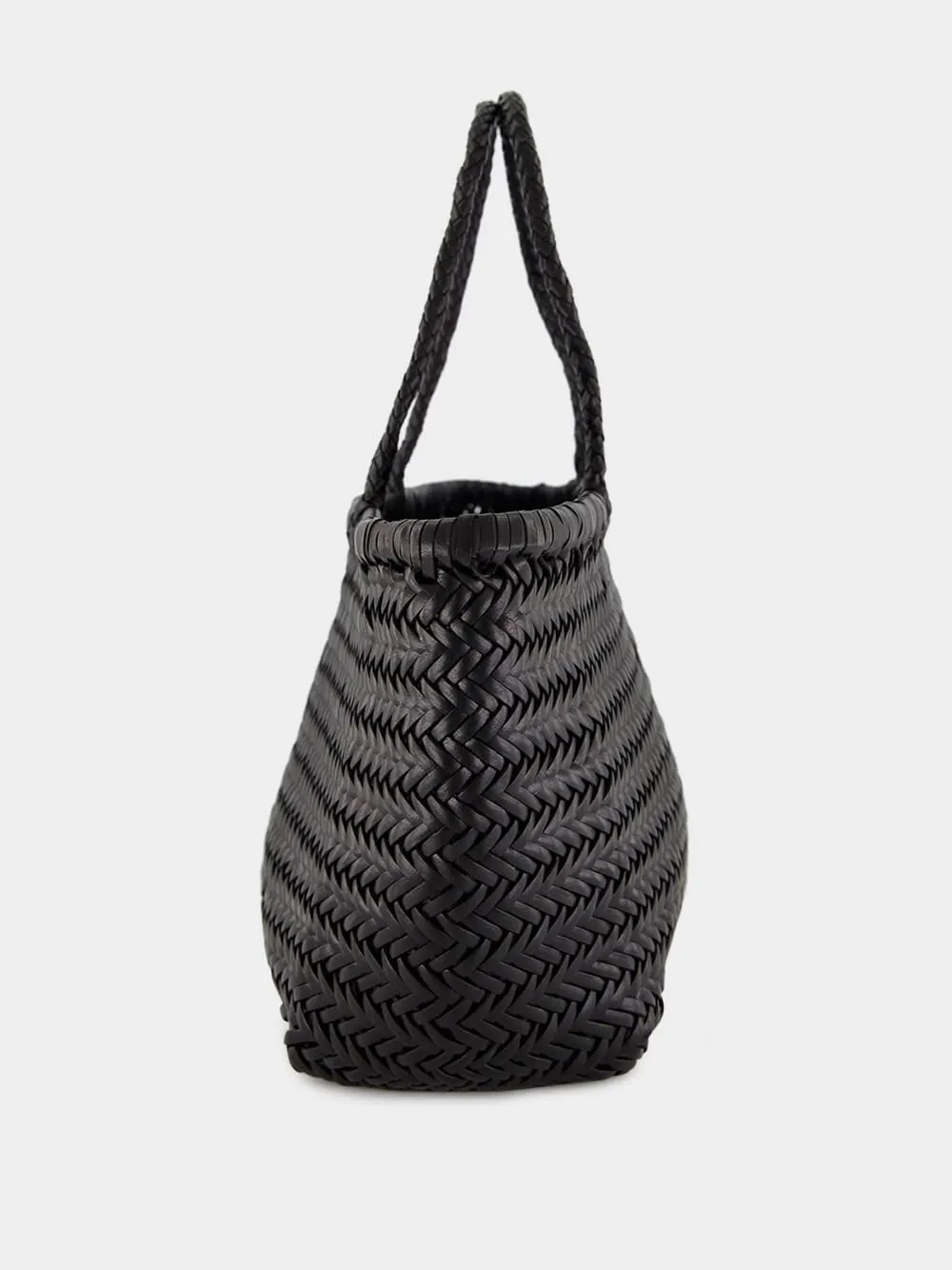 Black Triple Jump Big Woven Leather Tote sold by Fashion Clinic product image thumbnail 5