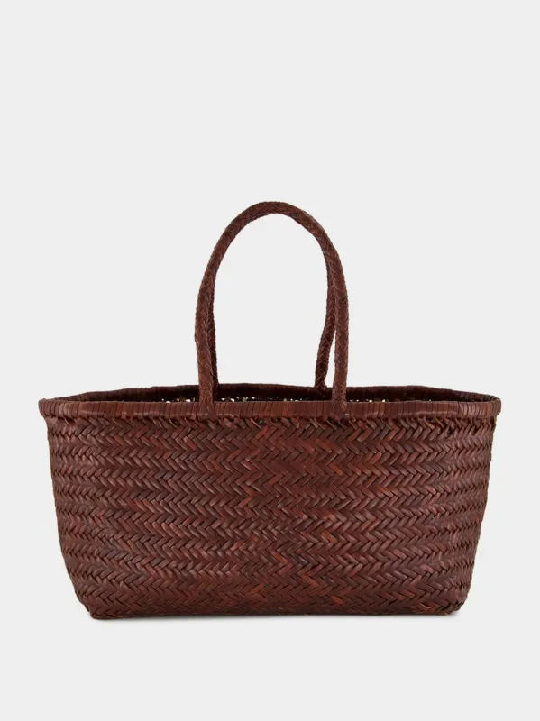 Brown Triple Jump Big Woven Leather Tote sold by Fashion Clinic