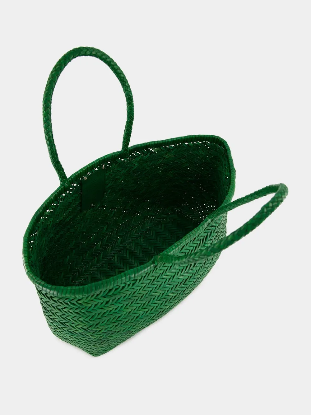 Parrot Green Triple Jump Big Woven Leather Tote sold by Fashion Clinic product image thumbnail 5