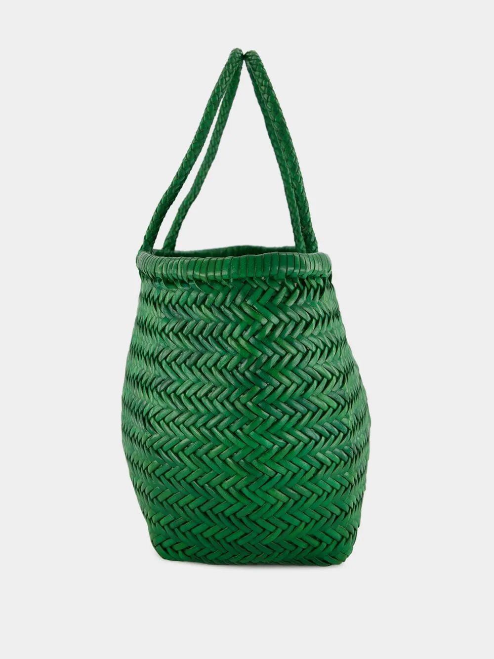Parrot Green Triple Jump Big Woven Leather Tote sold by Fashion Clinic product image thumbnail 3