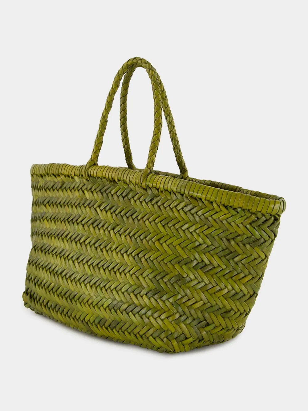 Bamboo Green Triple Jump Small Woven Leather Tote sold by Fashion Clinic product image thumbnail 4