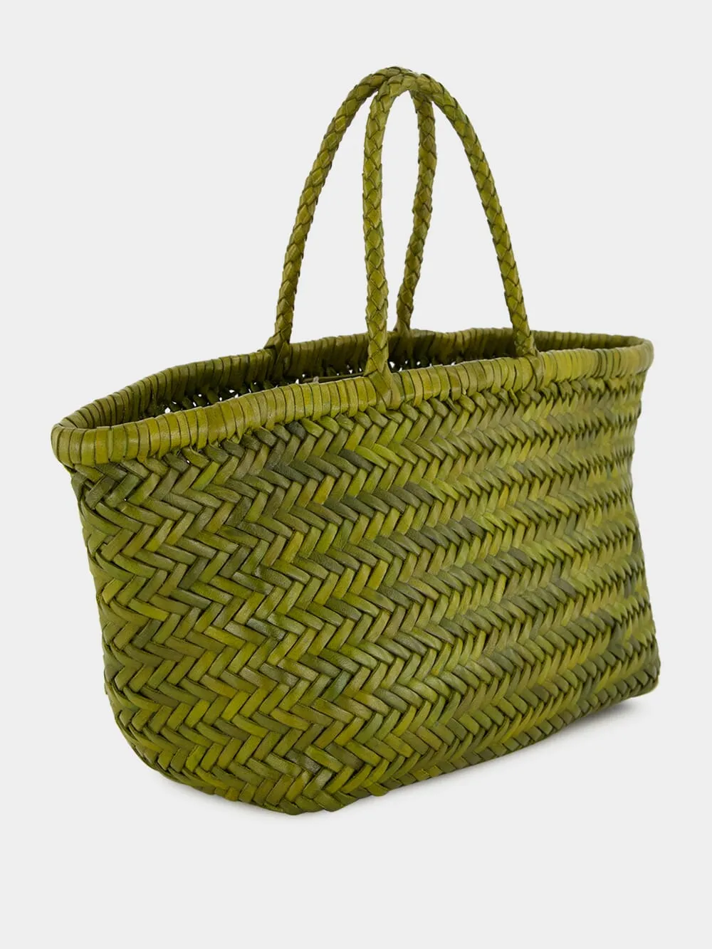 Bamboo Green Triple Jump Small Woven Leather Tote sold by Fashion Clinic product image thumbnail 2