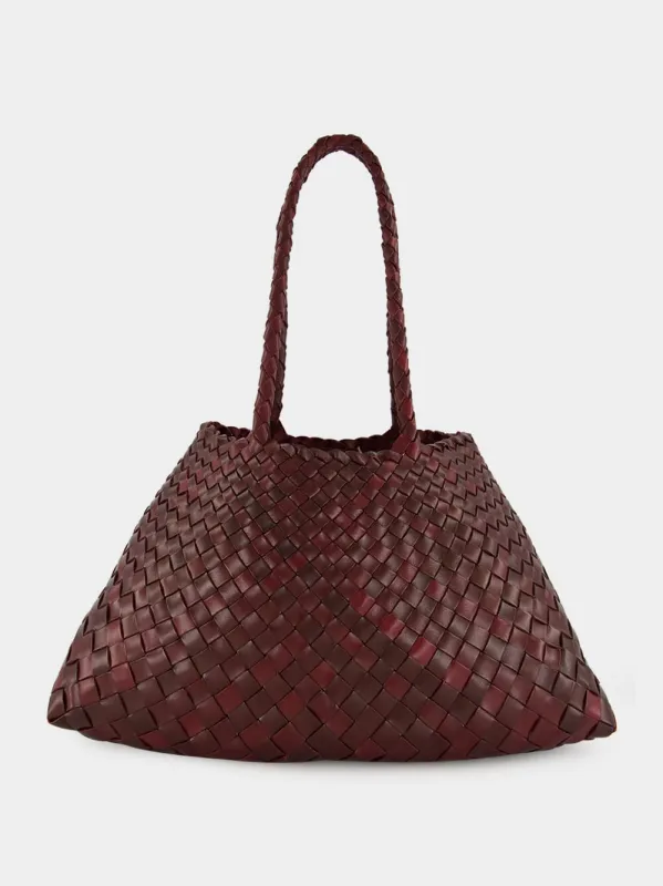 Bordo Santa Croce Big Woven Leather Tote sold by Fashion Clinic