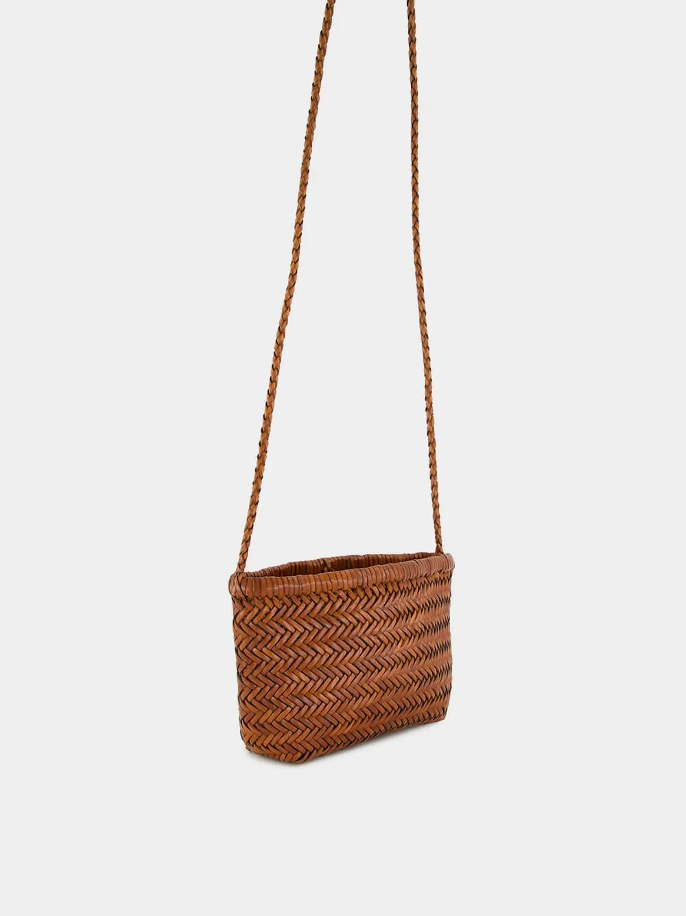 Tan Minsu Woven Leather Crossbody Bag sold by Fashion Clinic product image thumbnail 3