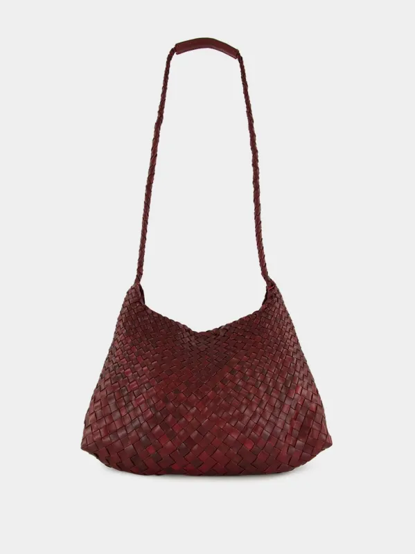 Bordo Santa Rosa Woven Leather Crossbody Bag made by Dragon Diffusion