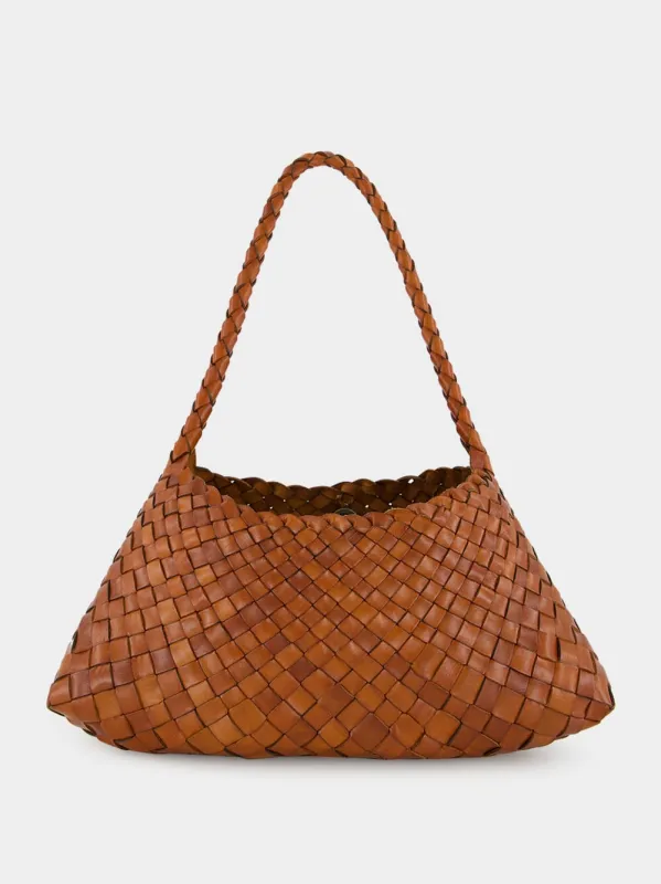 Tan Rosanna Woven Leather Baguette Bag sold by Fashion Clinic