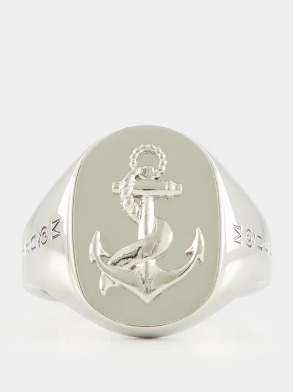 Silver Anchor Signet Ring sold by Fashion Clinic