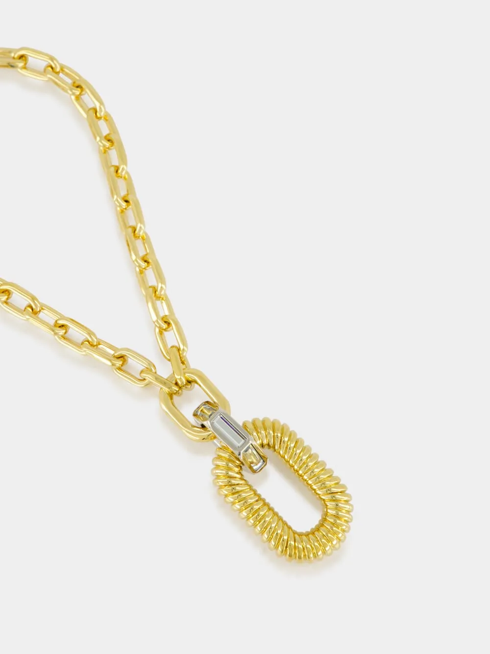 XL Gold Link Necklace with Pendant sold by Fashion Clinic product image thumbnail 2