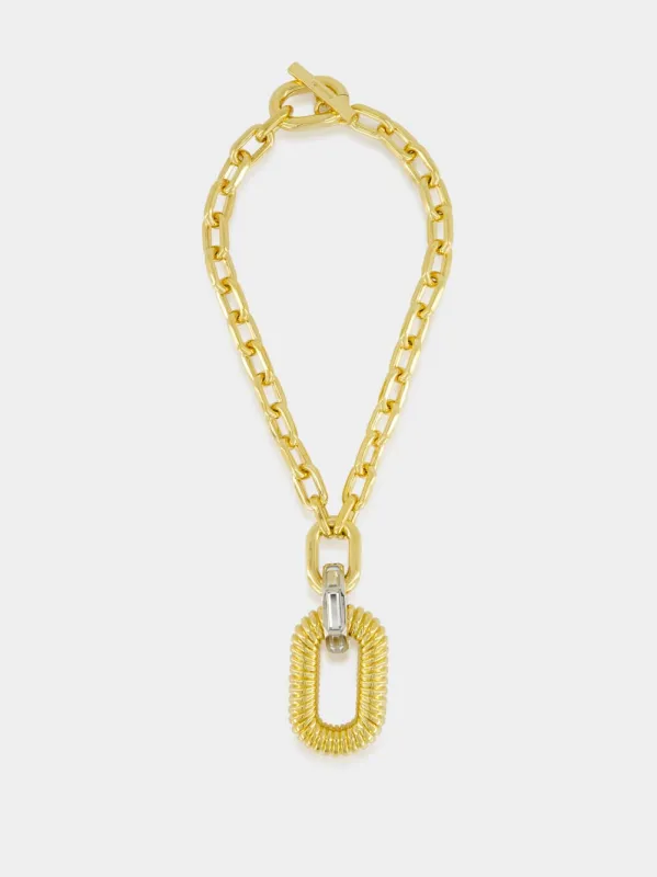 XL Gold Link Necklace with Pendant made by Rabanne