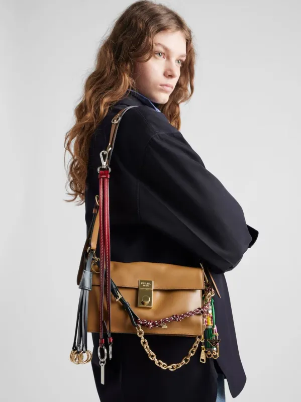 Caramel Soft Sound Small Leather Shoulder Bag with Charms sold by Fashion Clinic