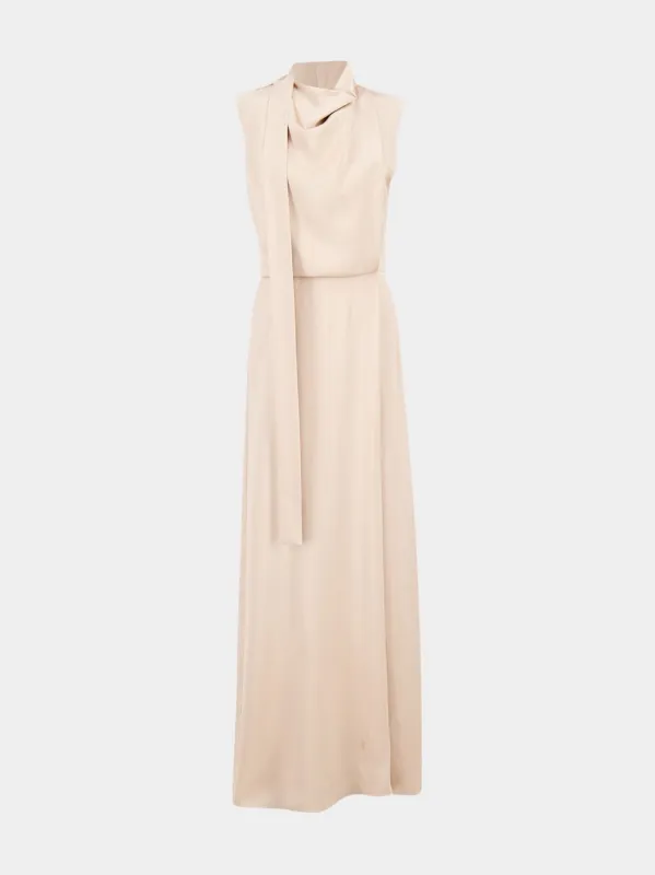 Champagne Silk Long Dress sold by Fashion Clinic