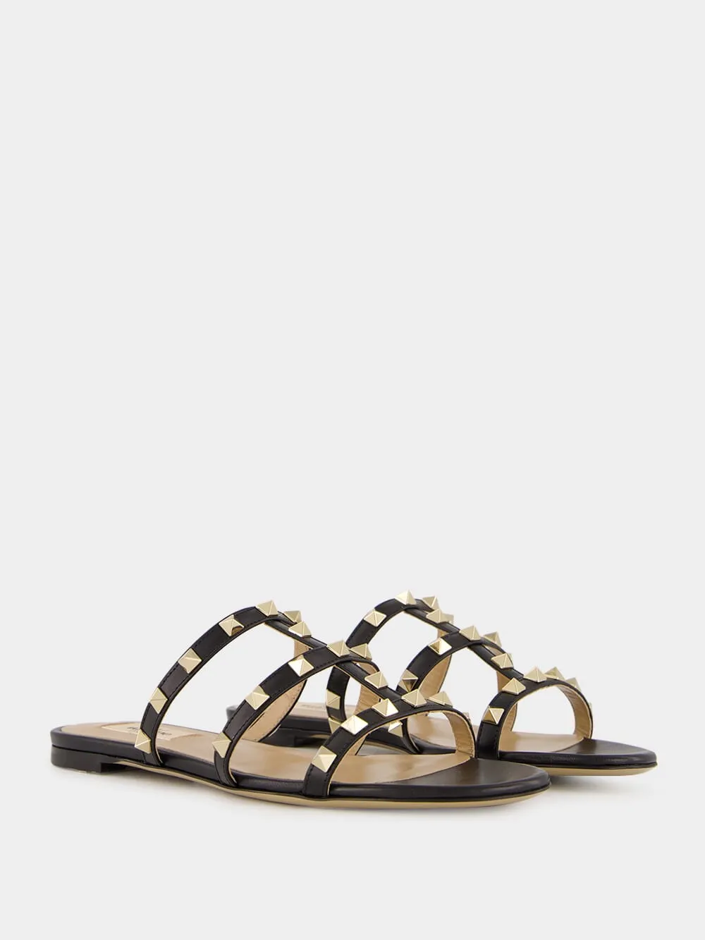 Black Rockstud Flat Slide Sandal sold by Fashion Clinic product image thumbnail 3