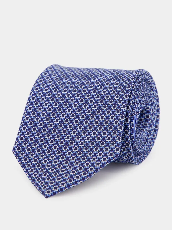 Gancini Silk Blue Tie sold by Fashion Clinic
