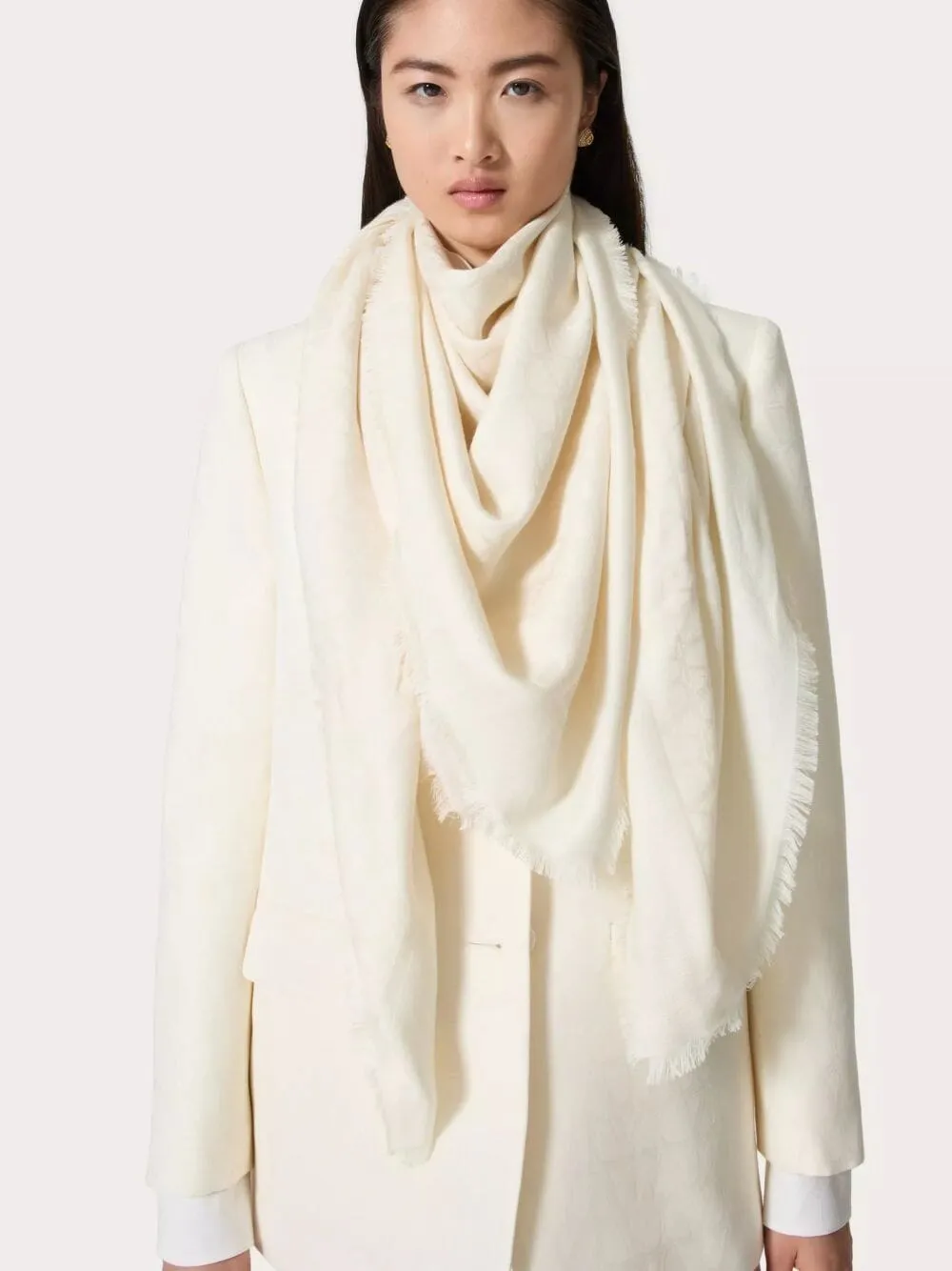 Toile Iconographe Ivory Wool-Silk Shawl sold by Fashion Clinic