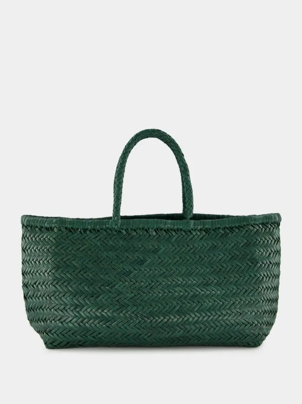 Green Triple Jump Handwoven Leather Tote sold by Fashion Clinic
