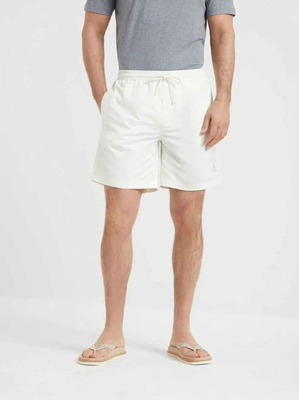 Solomeo White Swim Shorts sold by Fashion Clinic product image thumbnail 4