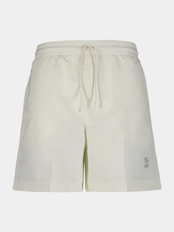 Solomeo White Swim Shorts sold by Fashion Clinic