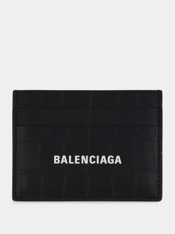 Matte Croc-Embossed Card Holder sold by Fashion Clinic