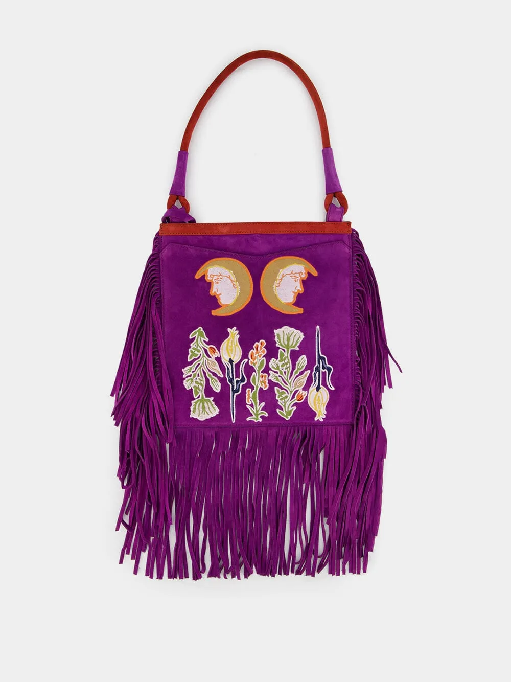 Aquila Embroidered Suede Bag with Fringes sold by Fashion Clinic product image thumbnail 5