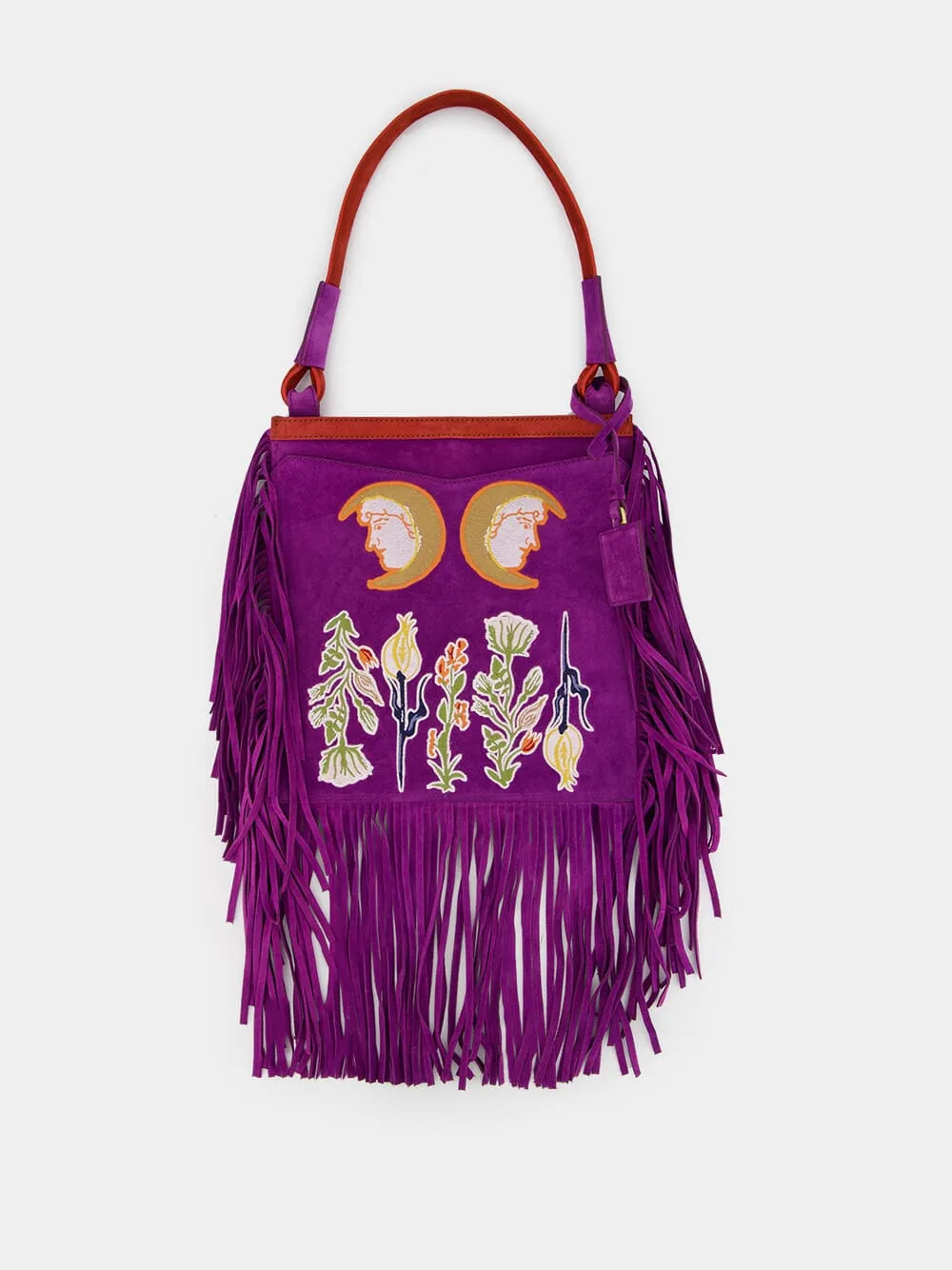 Aquila Embroidered Suede Bag with Fringes sold by Fashion Clinic product image thumbnail 3