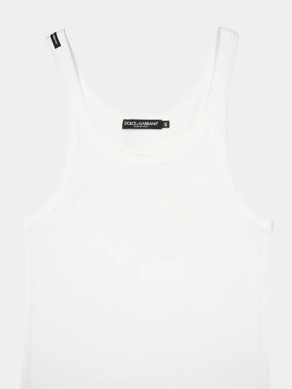 Washed White Cotton Rib Singlet sold by Fashion Clinic product image thumbnail 3