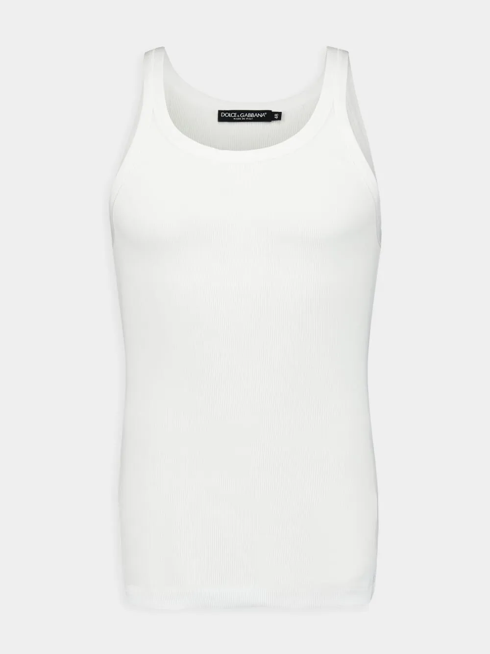 Washed White Cotton Rib Singlet sold by Fashion Clinic