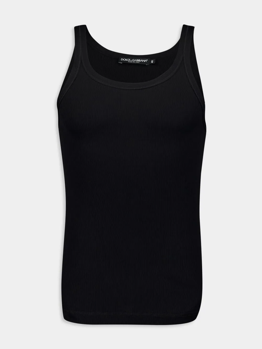 Washed Black Cotton Rib Singlet sold by Fashion Clinic