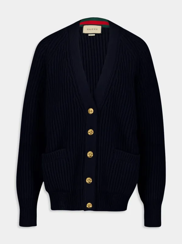 Rib Stitch Wool Cashmere Cardigan sold by Fashion Clinic