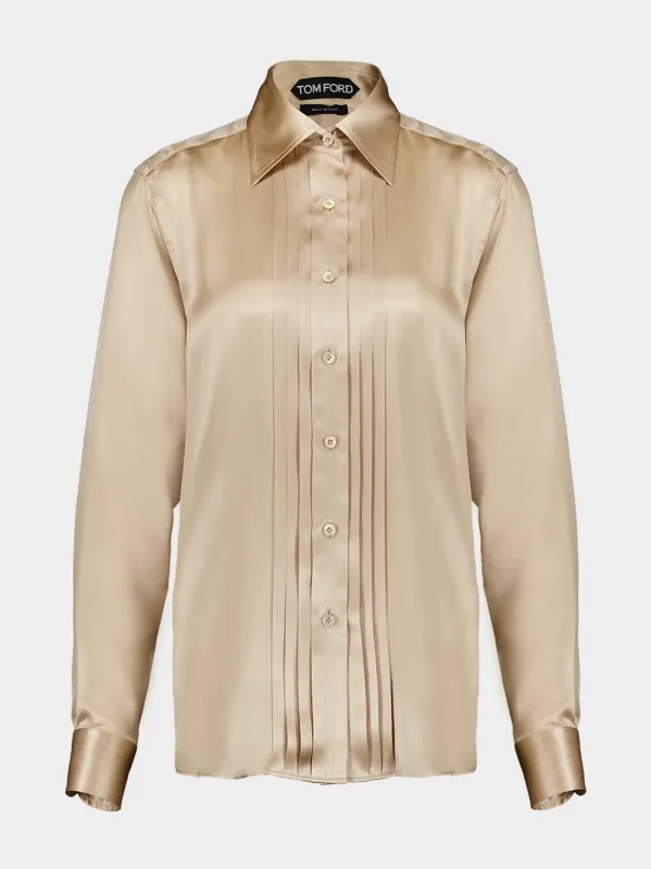 Charmeuse Silk Plissé Shirt sold by Fashion Clinic