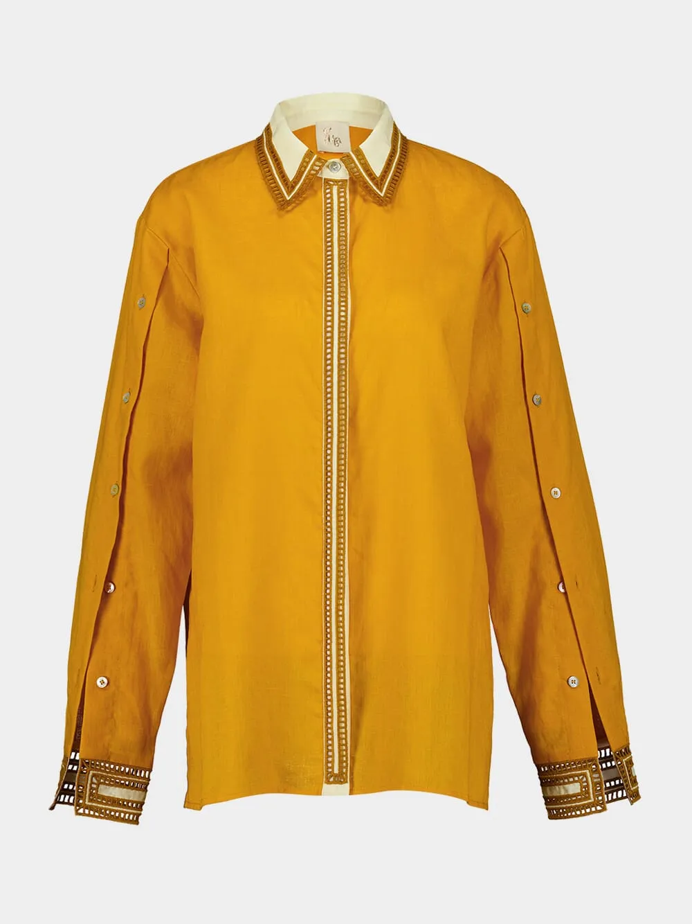 Andromeda English Embroidered Linen Shirt sold by Fashion Clinic