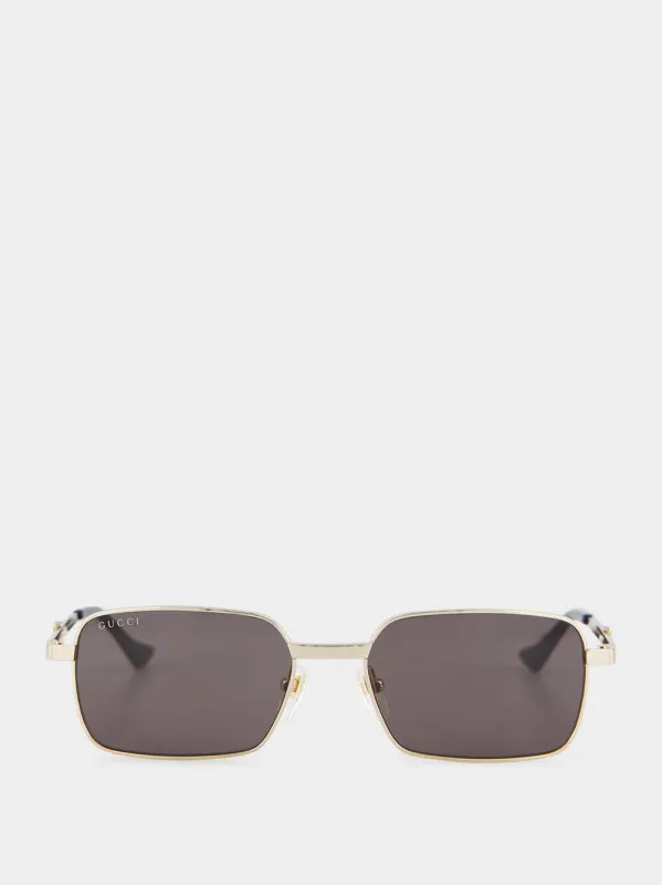 Rectangular Gold-Toned Grey Lens Sunglasses sold by Fashion Clinic