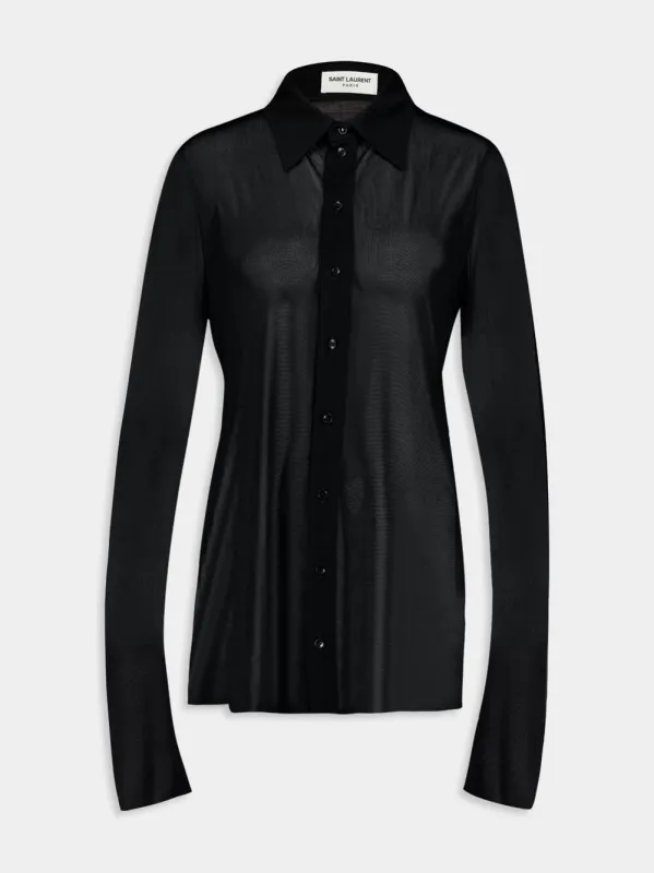 Semi-Sheer Crepe Jersey Shirt sold by Fashion Clinic