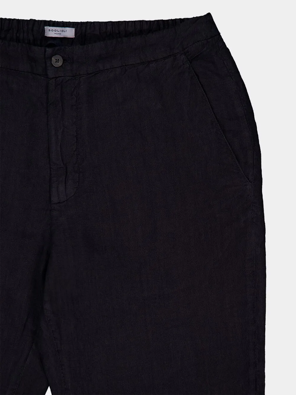 Navy Blue Linen Trousers sold by Fashion Clinic product image thumbnail 3