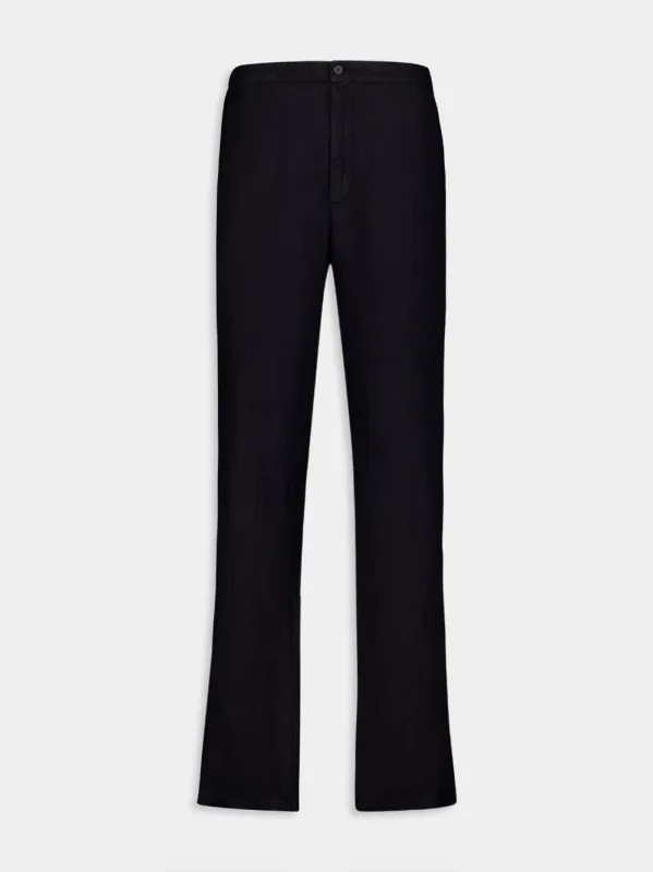 Navy Blue Linen Trousers sold by Fashion Clinic
