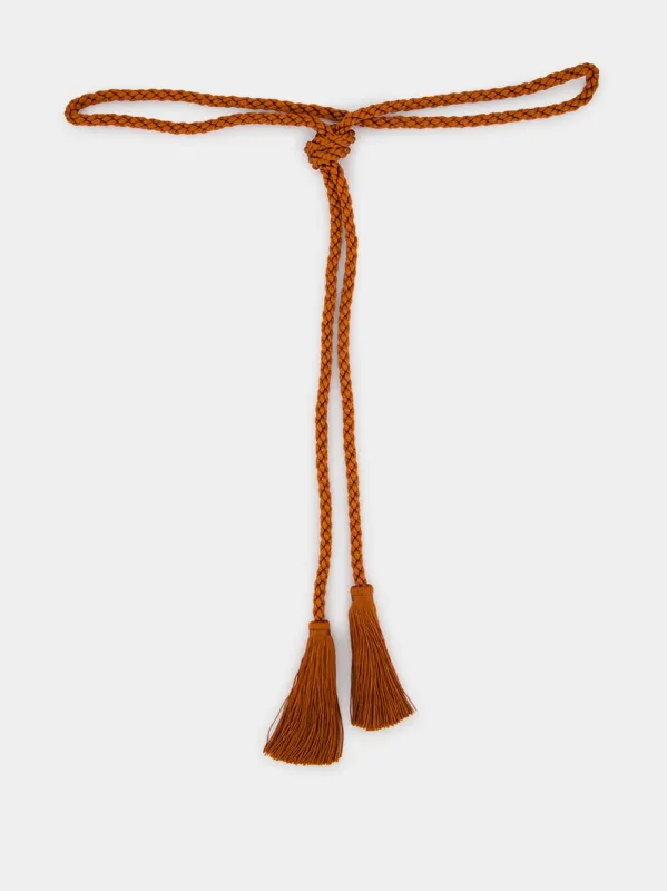 Olivina Orange Smooth Rope Belt made by Fashion Clinic