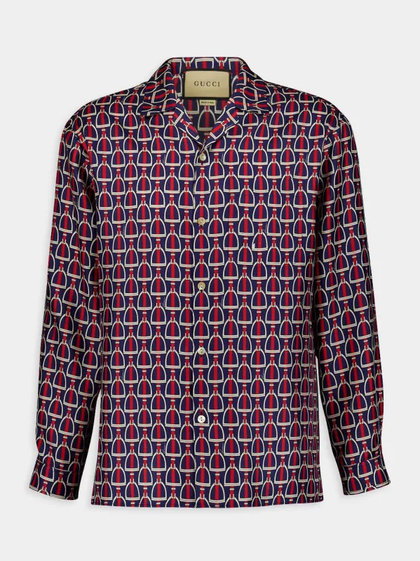 Horsebit Print Silk Shirt sold by Fashion Clinic