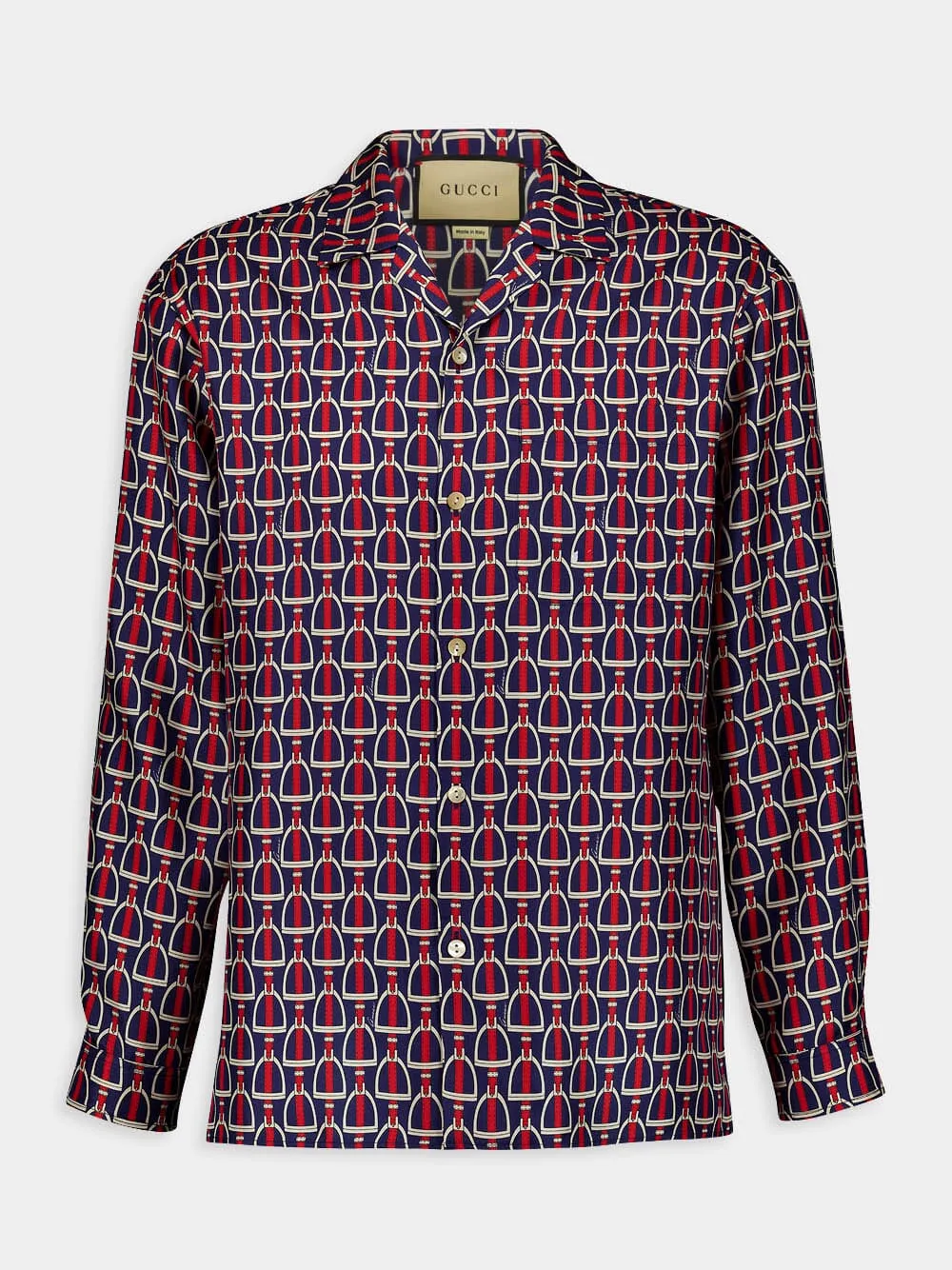 Horsebit Print Silk Shirt sold by Fashion Clinic
