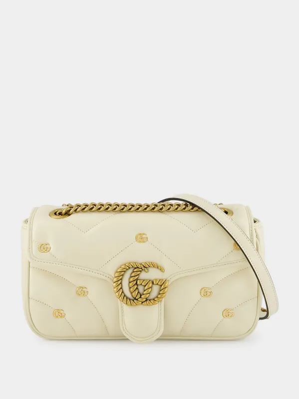 Small GG Marmont White Leather Bag sold by Fashion Clinic