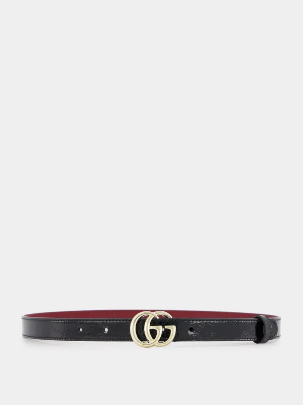 GG Marmont Black Patent Leather Belt sold by Fashion Clinic