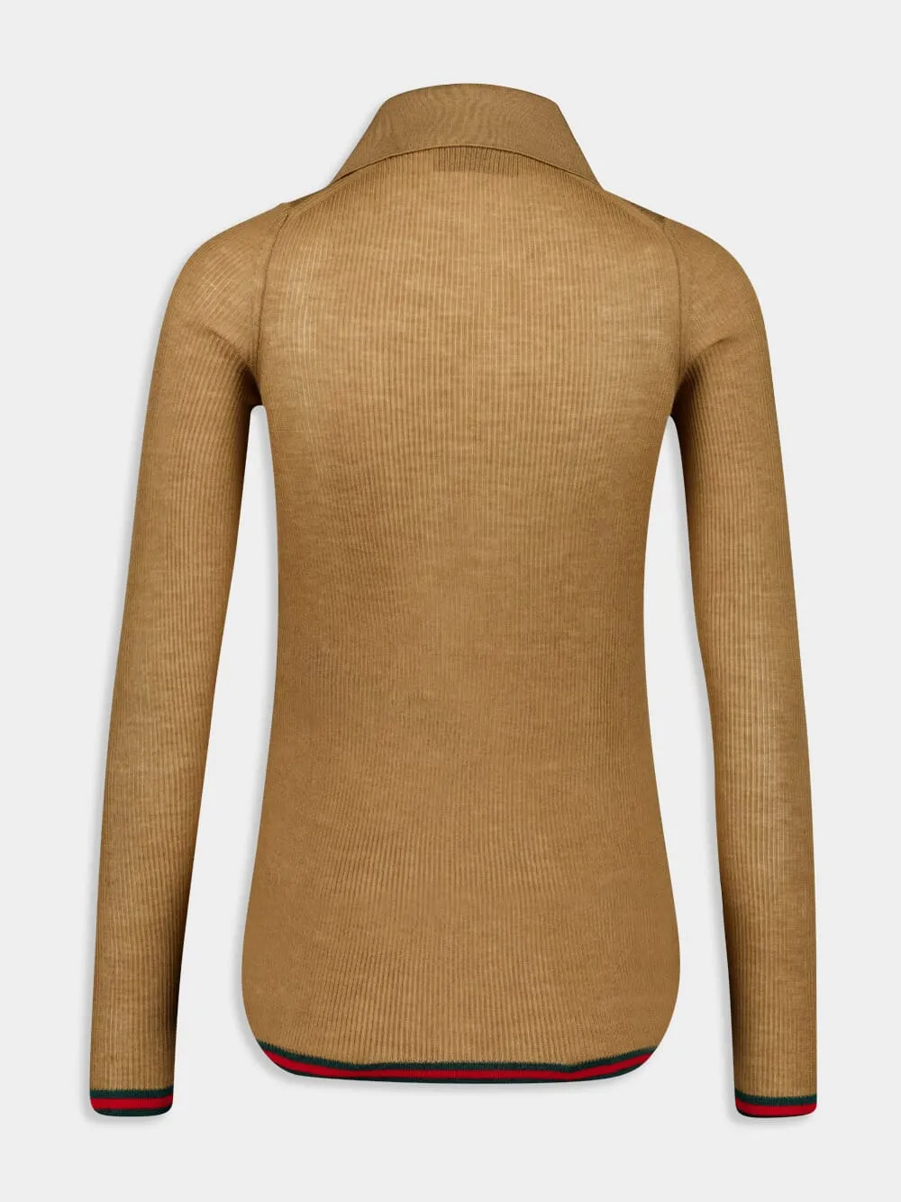 Camel Fine Rib Cashmere-Silk Knit Polo sold by Fashion Clinic product image thumbnail 2